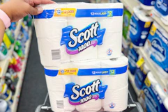 two scott toilet paper packs in a shopping cart