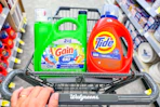 walgreens shopping cart with tide and gain