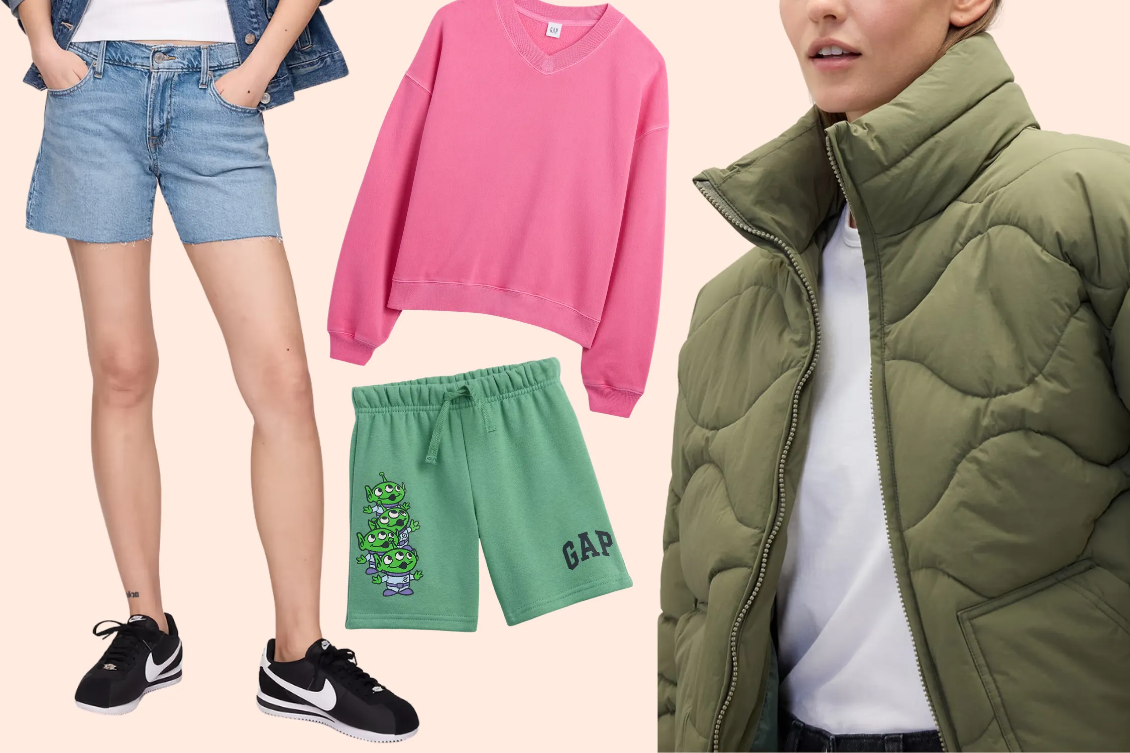 Gap Factory apparel sale with prices under $10, showcasing shirts and jeans