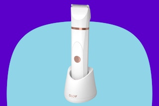 OLOV Electric Body Hair Trimmer on a blue background.