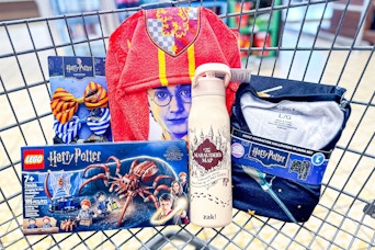 harry potter products in an aldi shopping cart