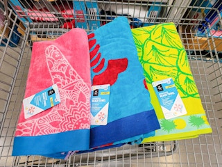beach towels in a cart
