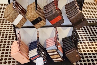 Coach wristlet bags on display at Coach.