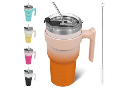 Tumbler With Handle and Straw