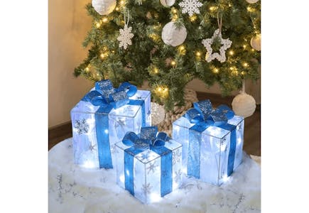 Lighted Christmas Gift Box Set