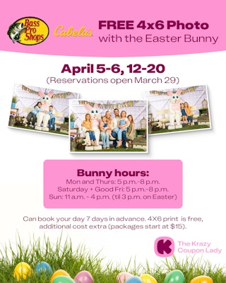 Bass Pro and Cabela's Easter Bunny photo dates 2025