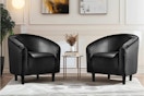 Lifestyle image of black velvet Renwick accents chairs in home setting