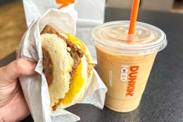 Current Dunkin’ Deals: $2 Medium Iced Coffee with Sandwich Purchase card image