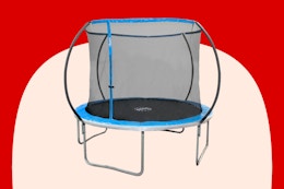10-foot blue and black trampoline