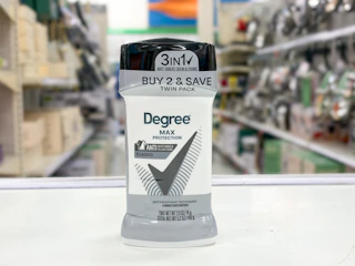 degree men deodorant twin pack sitting on a table at target
