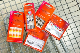 halloween themed nails and lashes in a cart