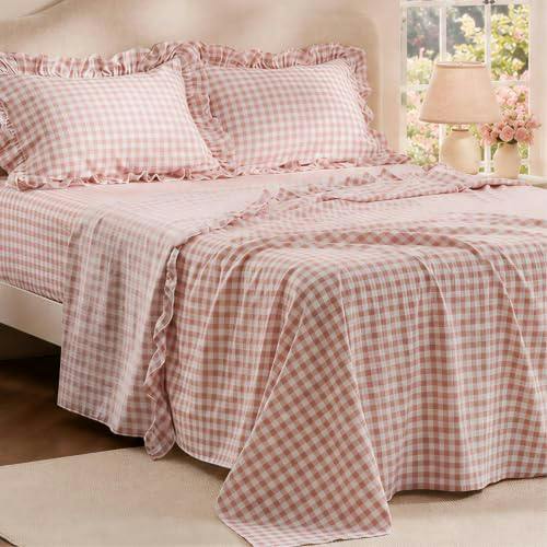 Bedsure Gingham Sheet Set