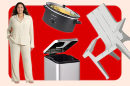 women's Auden pajamas, black Crock-Pot slow cooker, Room Essentials white adirondack chair, silver Brightroom trash can