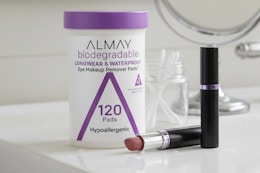 Almay Makeup Remover Pads on bathroom sink