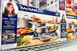 rachael ray 11-piece cookware set on display at Macy's