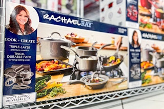 rachael ray 11-piece cookware set on display at Macy's