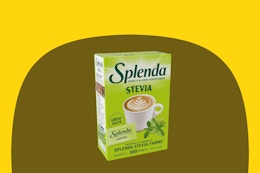 A box of 100 packets of Splenda Stevia Zero Calorie Sweetener
