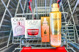 shopping cart with Olay and Pantene products