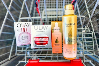 shopping cart with Olay and Pantene products