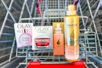 shopping cart with Olay and Pantene products
