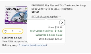 Frontline Amazon receipt