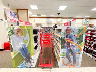 jcpenney cart in kids shoe area