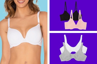 white, black, pink, and grey women's bras