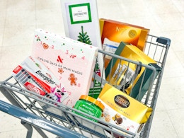 walgreens shopping cart filled with black friday items