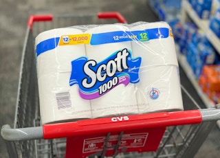 package of scott 1000 toilet paper in cvs shopping cart
