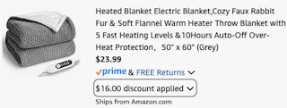 heated blanket Amazon receipt