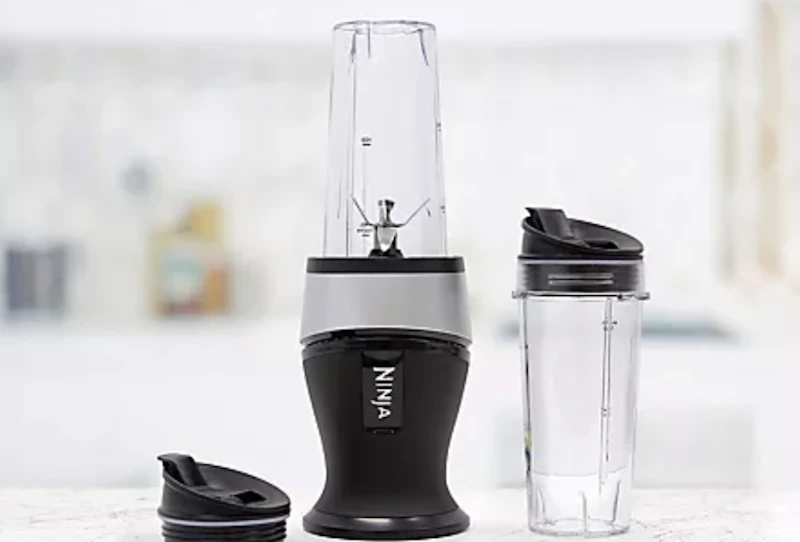 a personal blender on a counter