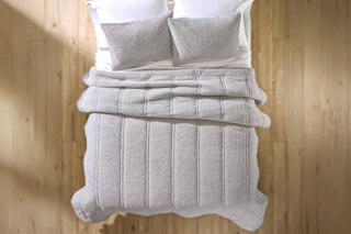 Lifestyle image of Better Homes & Gardens Cozy Knit Comforter Set in the color Silver