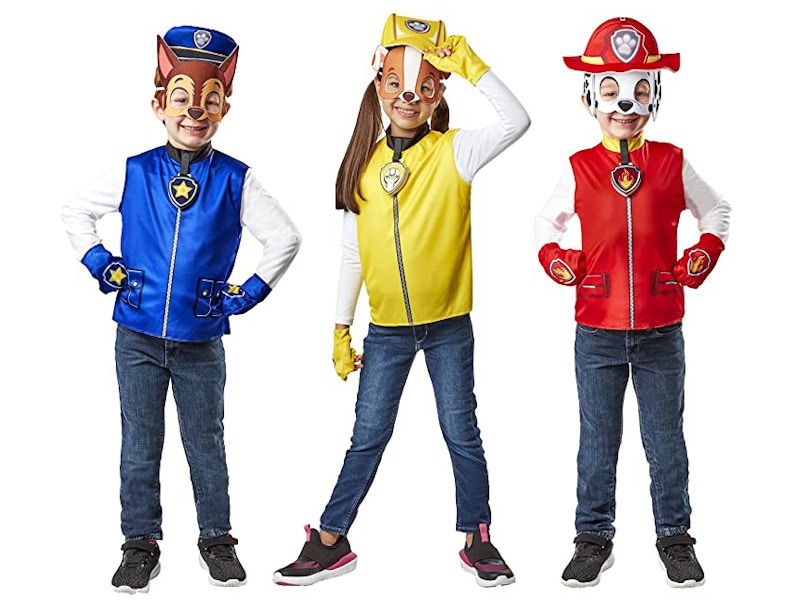 kids dressed in Paw Patrol Halloween costumes