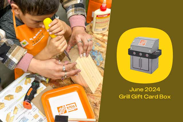 Next Home Depot Kids Workshop: Build a Grill Gift Card Box on June 1 card image