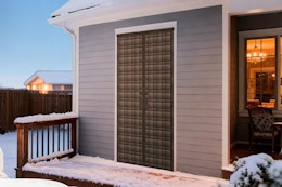 plaid thermal curtain visible from door on the outside
