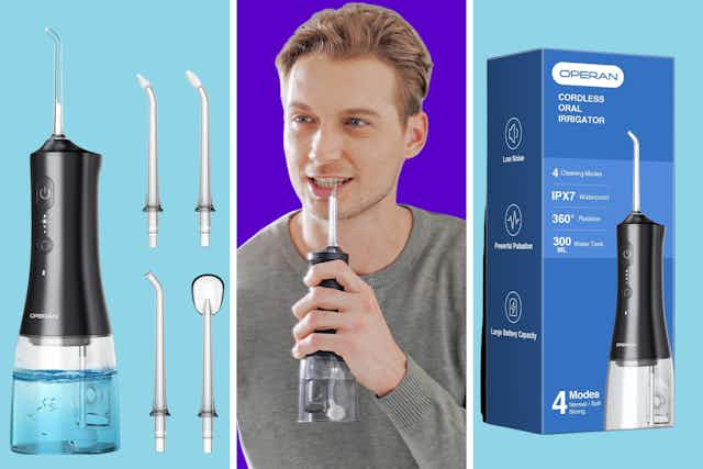 Get a Rechargeable Water Flosser With 4 Tips for Just $19 on Amazon card image