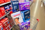 huggies diapers in a cvs shopping cart