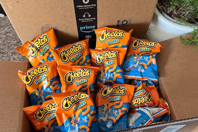Cheetos Puffs Cheese-Flavored Snacks: 40 Bags for $11.61 on Amazon card image