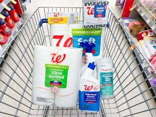 cart full of walgreens branded items