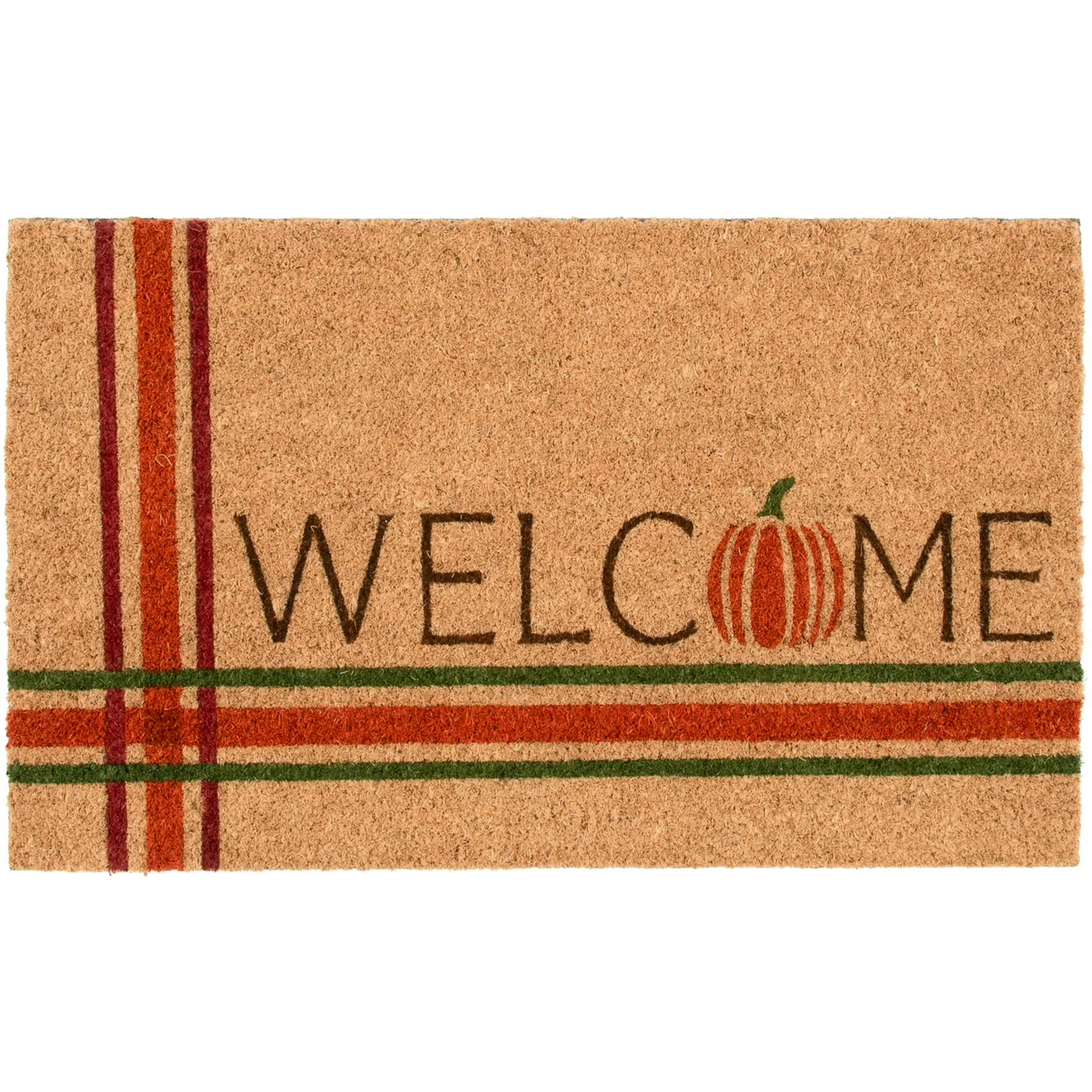 Plaid Pumpkin Coir Mat