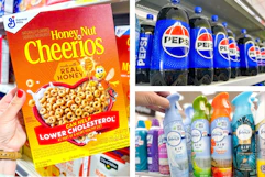 family dollar pepsi, honey nut cheerios, febreze 3-photo collage