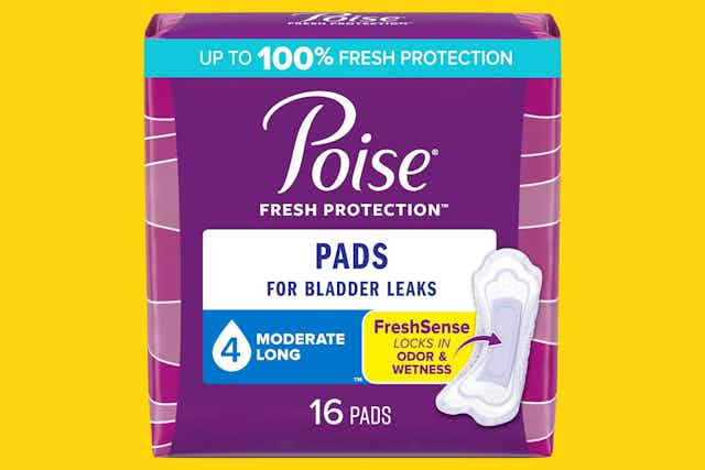 Poise 16-Count Incontinence Pads, as Low as $2.09 on Amazon card image