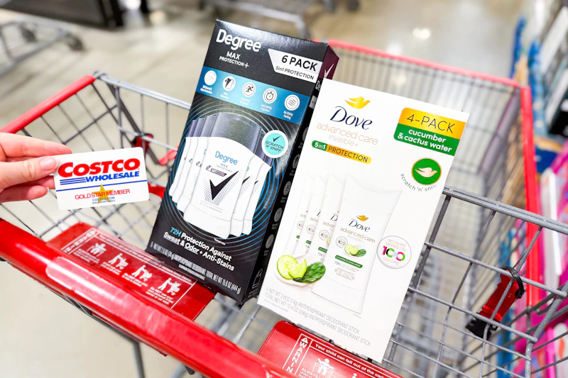 Dove and Degree deodorants and a Costco member card