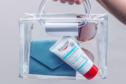 Eucerin Hand Cream in a clear purse