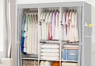 a gray portable closet