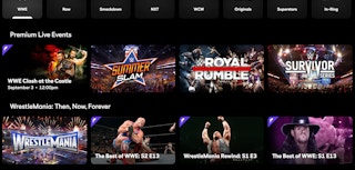 peacock tv wwe page screenshot