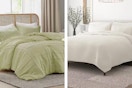 green and white bedding set