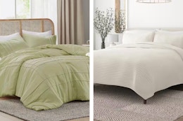 green and white bedding set