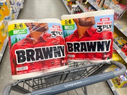 brawny paper towel packs in walgreens cart