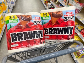 brawny paper towel packs in walgreens cart